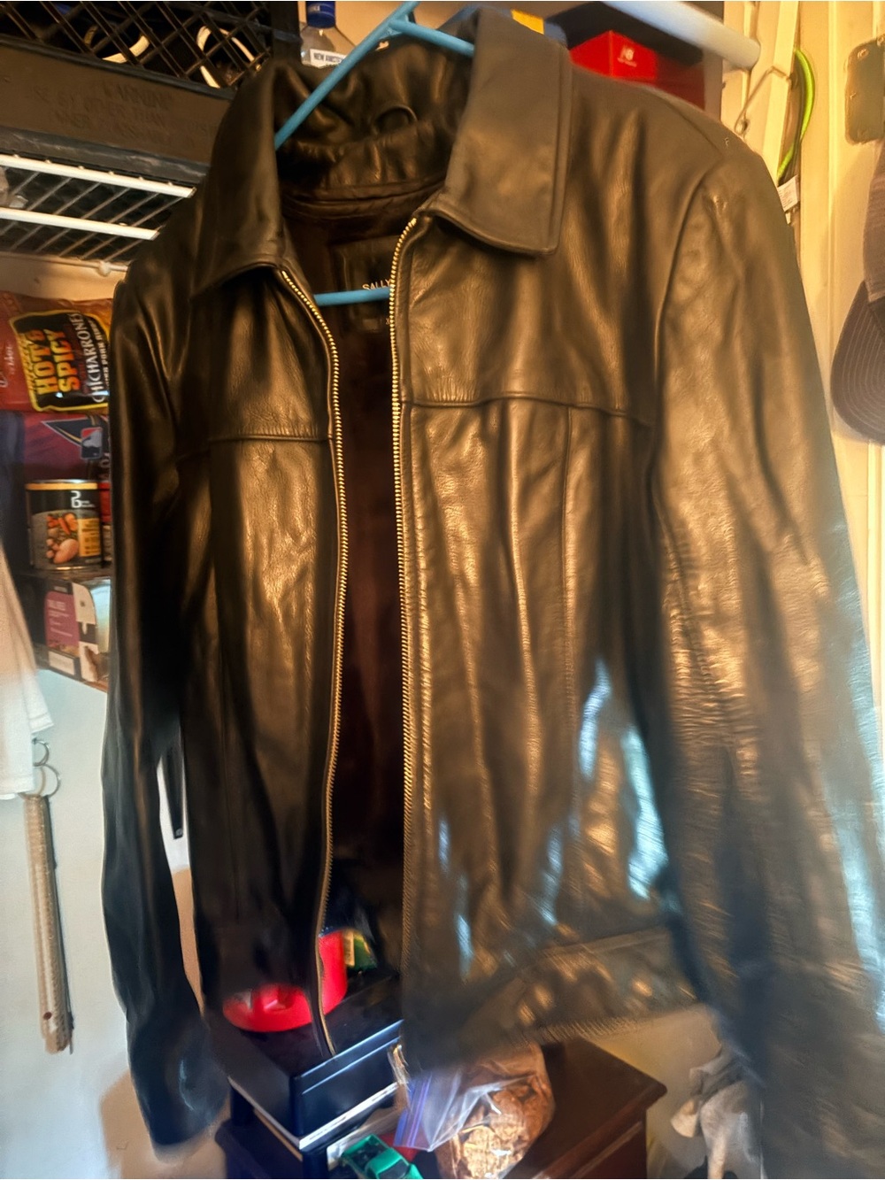Women’s Black Leather Zip-Front Jacket